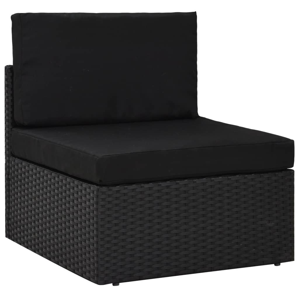 vidaXL 9-delige Loungeset met kussens poly rattan zwart