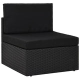 vidaXL 9-delige Loungeset met kussens poly rattan zwart