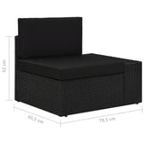 vidaXL 9-delige Loungeset met kussens poly rattan zwart
