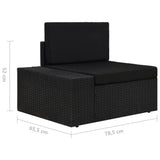vidaXL 9-delige Loungeset met kussens poly rattan zwart