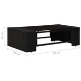 vidaXL 9-delige Loungeset met kussens poly rattan zwart
