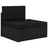 vidaXL 9-delige Loungeset met kussens poly rattan zwart