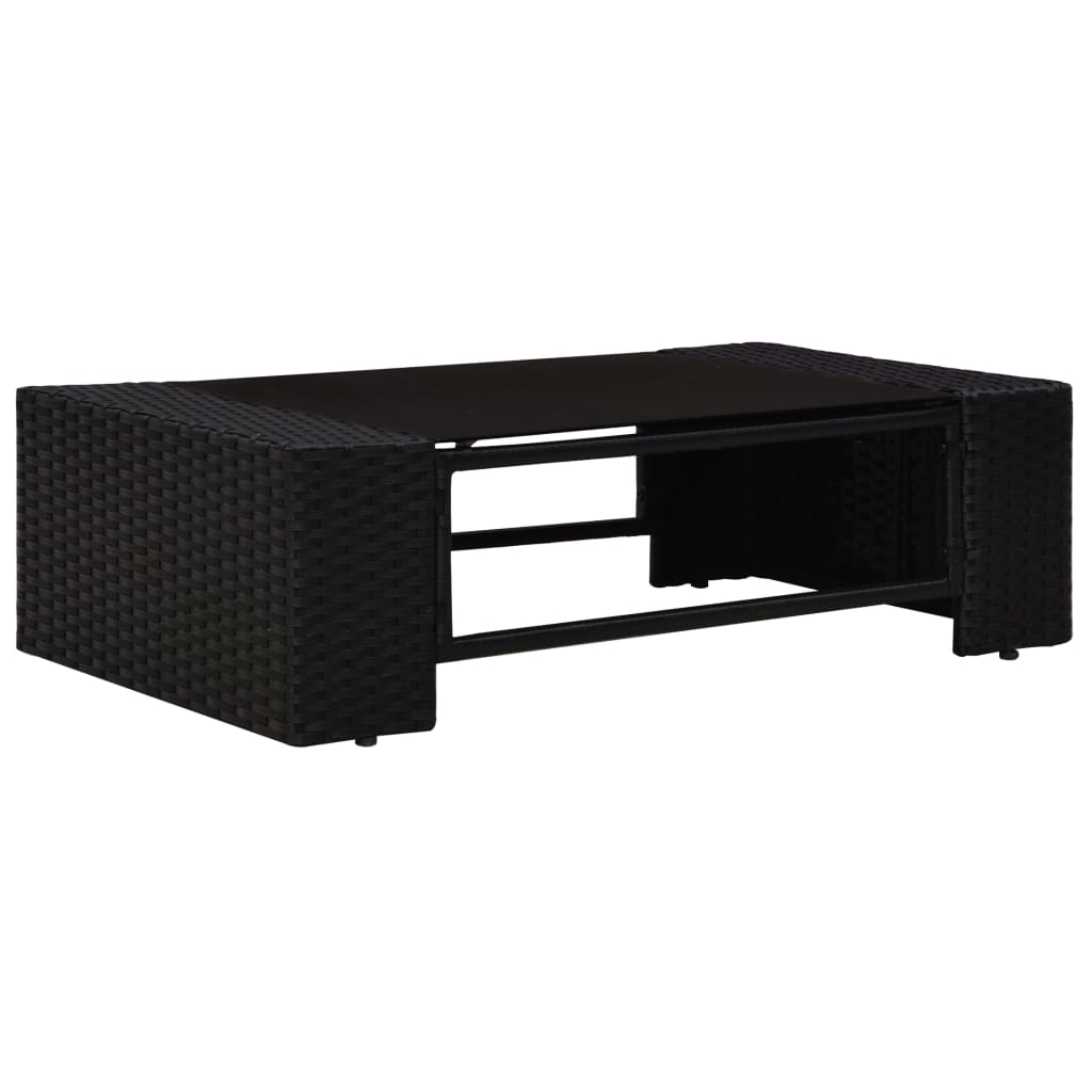 vidaXL 9-delige Loungeset met kussens poly rattan zwart
