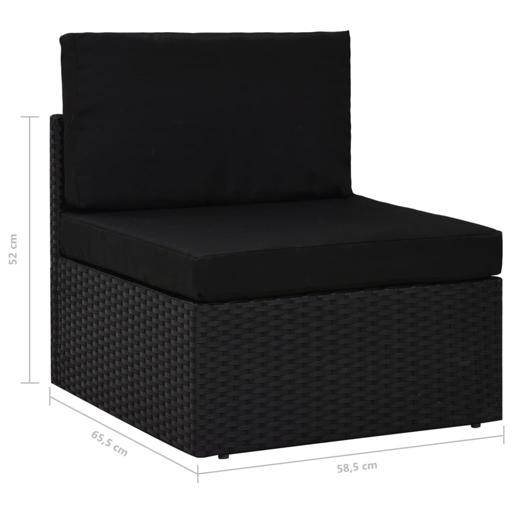 vidaXL 9-delige Loungeset met kussens poly rattan zwart