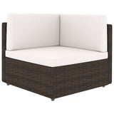 vidaXL 4-Piece Poly Rattan Lounge Set with Cushions Brown
