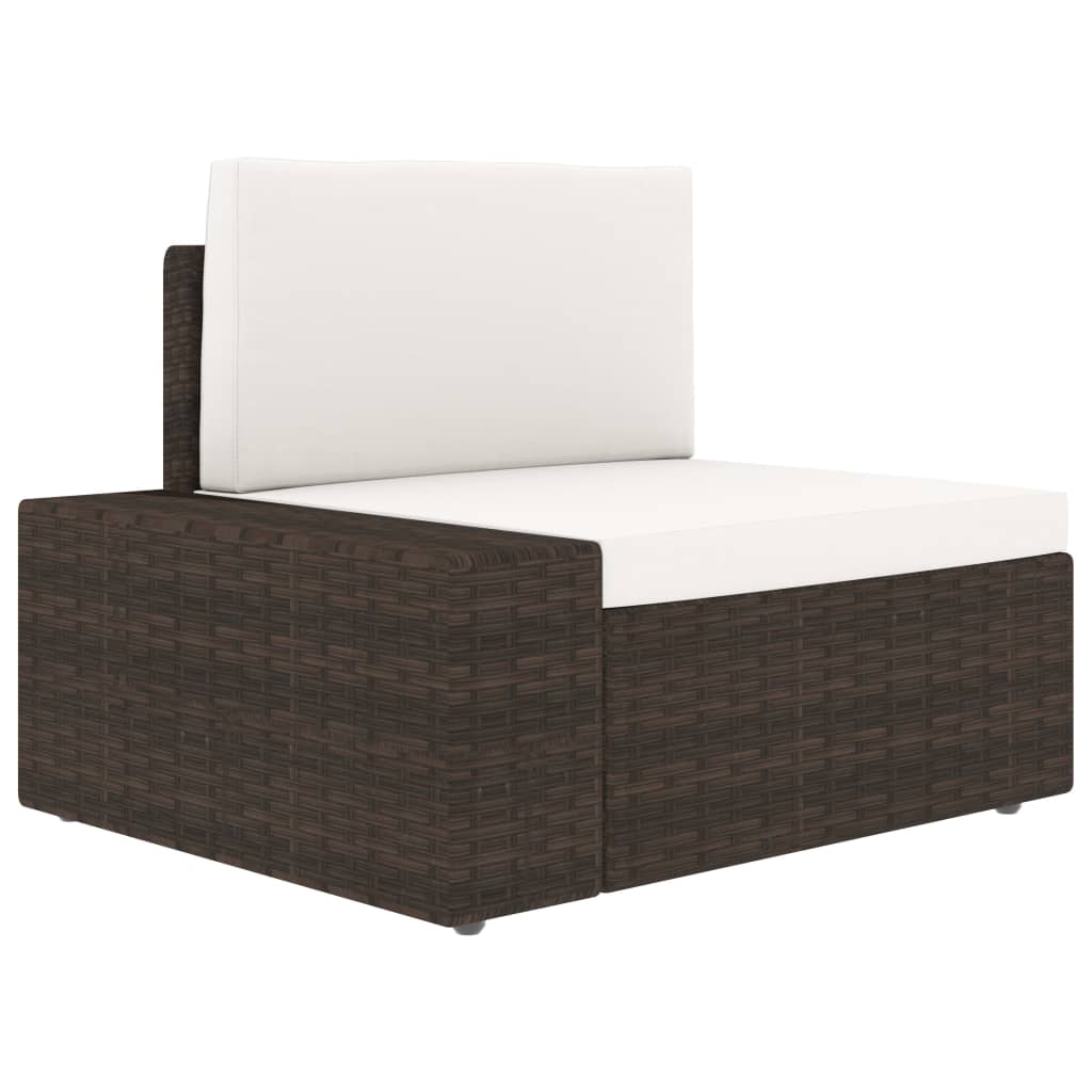 vidaXL 4-Piece Poly Rattan Lounge Set with Cushions Brown