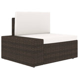 vidaXL 4-Piece Poly Rattan Lounge Set with Cushions Brown