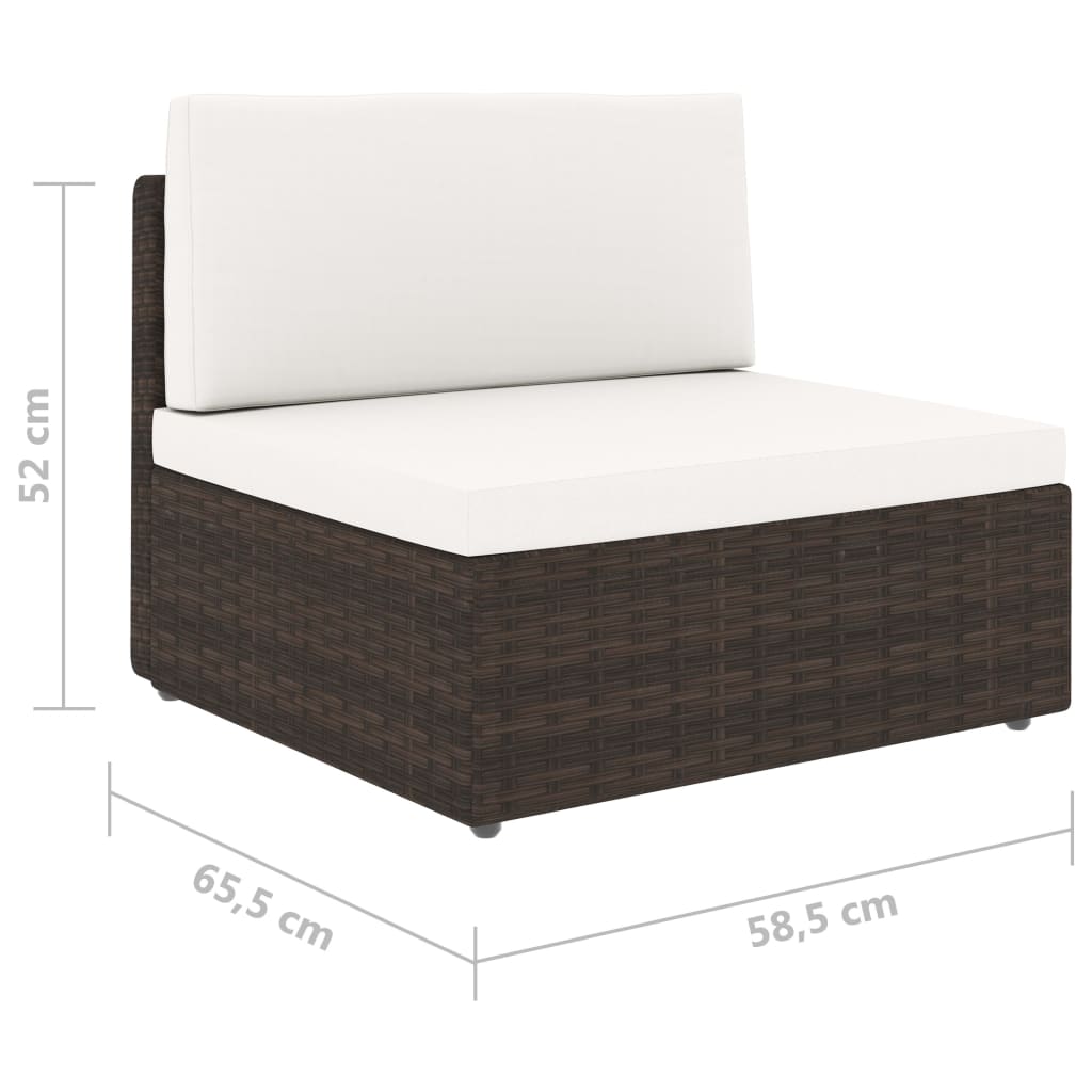 vidaXL 4-Piece Poly Rattan Lounge Set with Cushions Brown