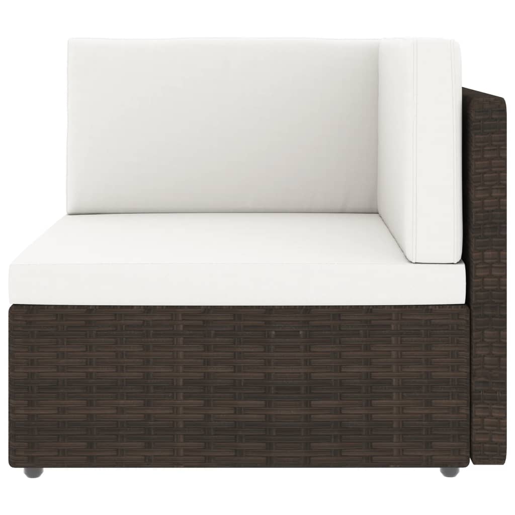 vidaXL 4-Piece Poly Rattan Lounge Set with Cushions Brown
