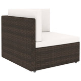 vidaXL 4-Piece Poly Rattan Lounge Set with Cushions Brown