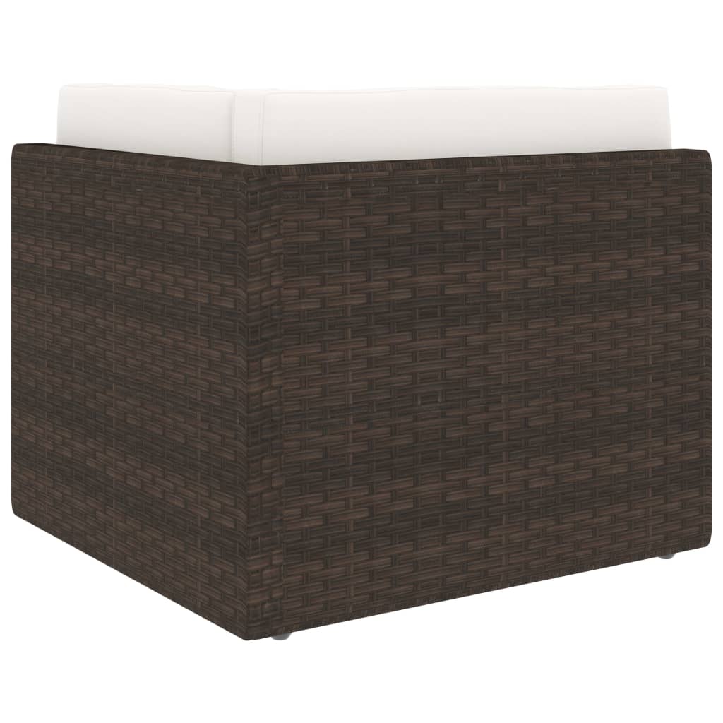 vidaXL 4-Piece Poly Rattan Lounge Set with Cushions Brown