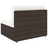 vidaXL 4-Piece Poly Rattan Lounge Set with Cushions Brown