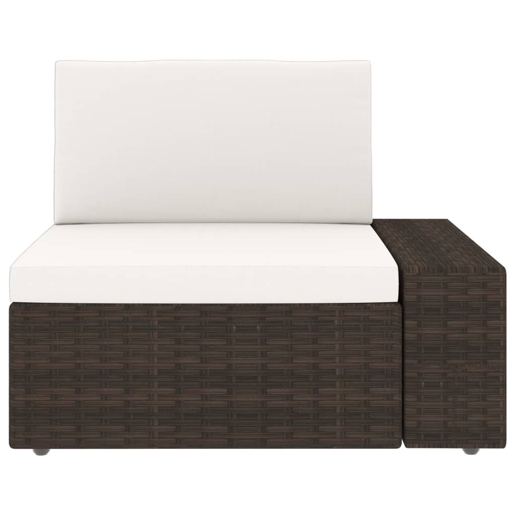 vidaXL 4-Piece Poly Rattan Lounge Set with Cushions Brown