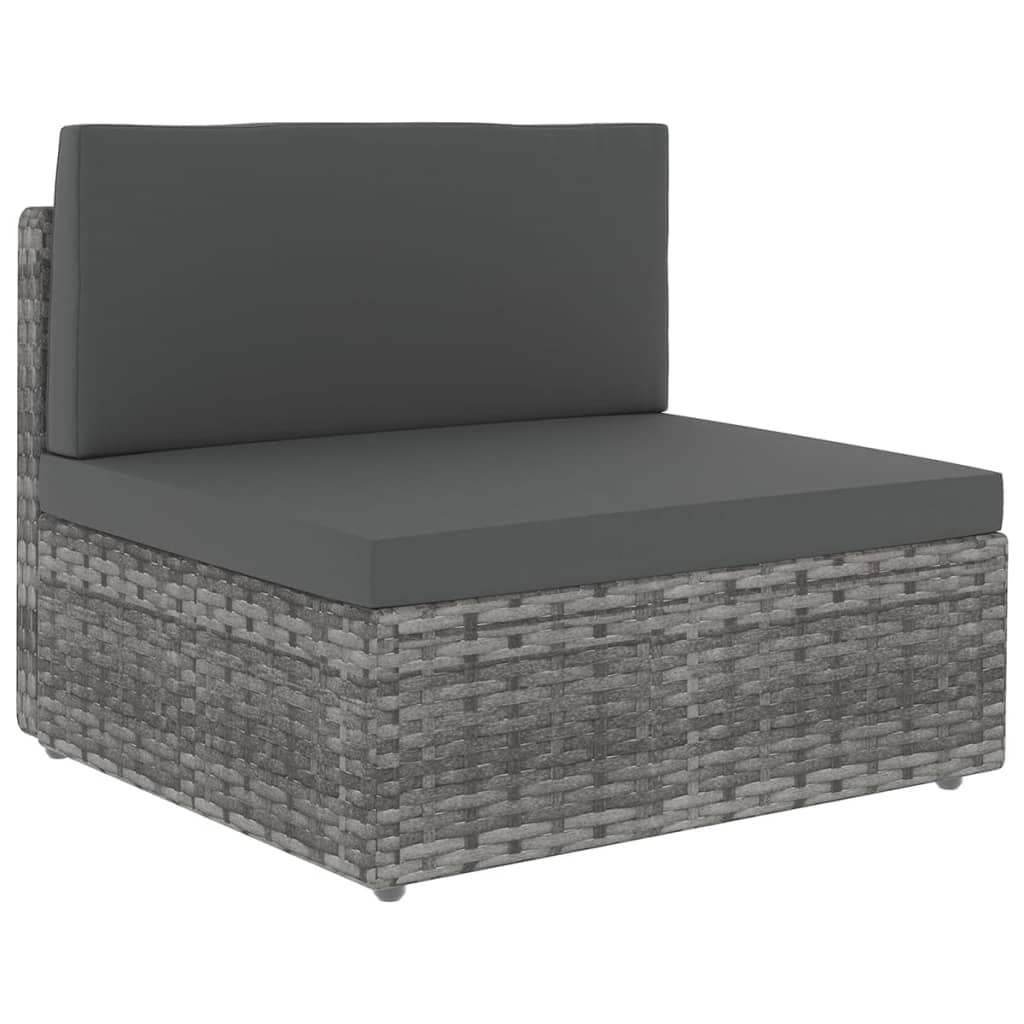 vidaXL 4-Piece Lounge Set with Cushions Poly Rattan Grey
