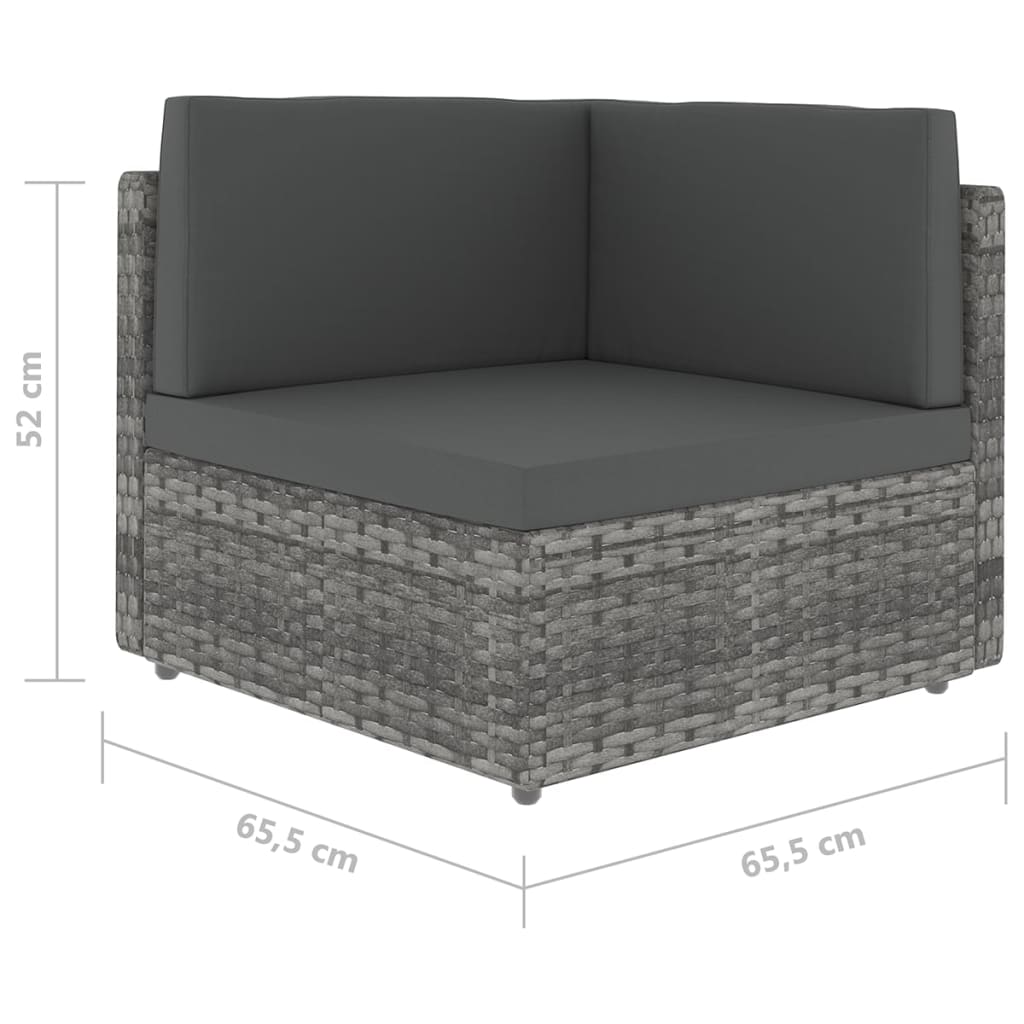 vidaXL 4-Piece Lounge Set with Cushions Poly Rattan Grey