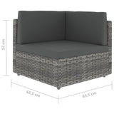vidaXL 4-Piece Lounge Set with Cushions Poly Rattan Grey