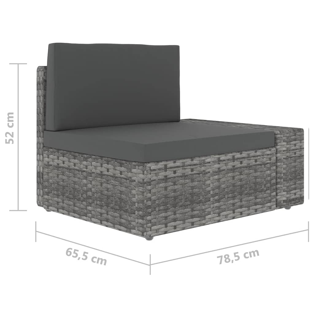 vidaXL 4-Piece Lounge Set with Cushions Poly Rattan Grey