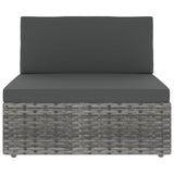 vidaXL 4-Piece Lounge Set with Cushions Poly Rattan Grey