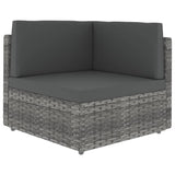 vidaXL 4-Piece Lounge Set with Cushions Poly Rattan Grey
