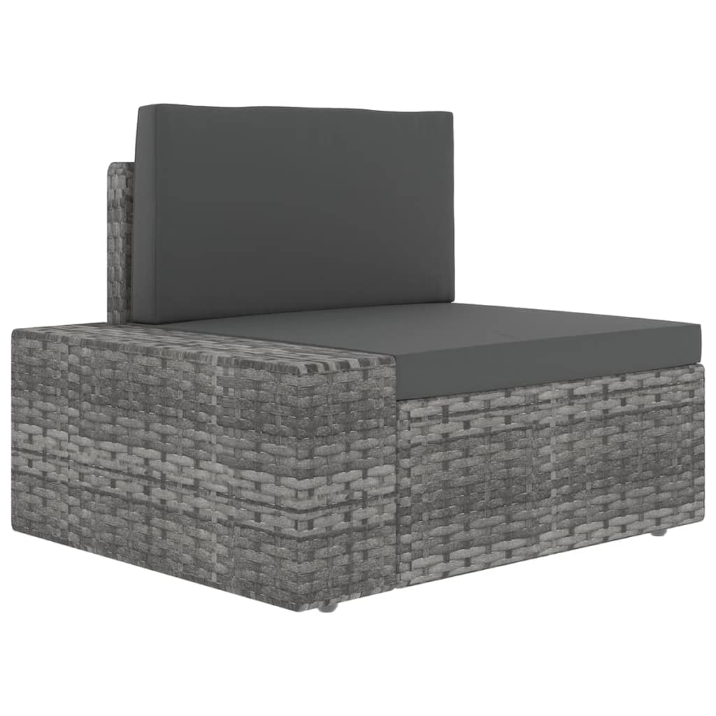 vidaXL 4-Piece Lounge Set with Cushions Poly Rattan Grey
