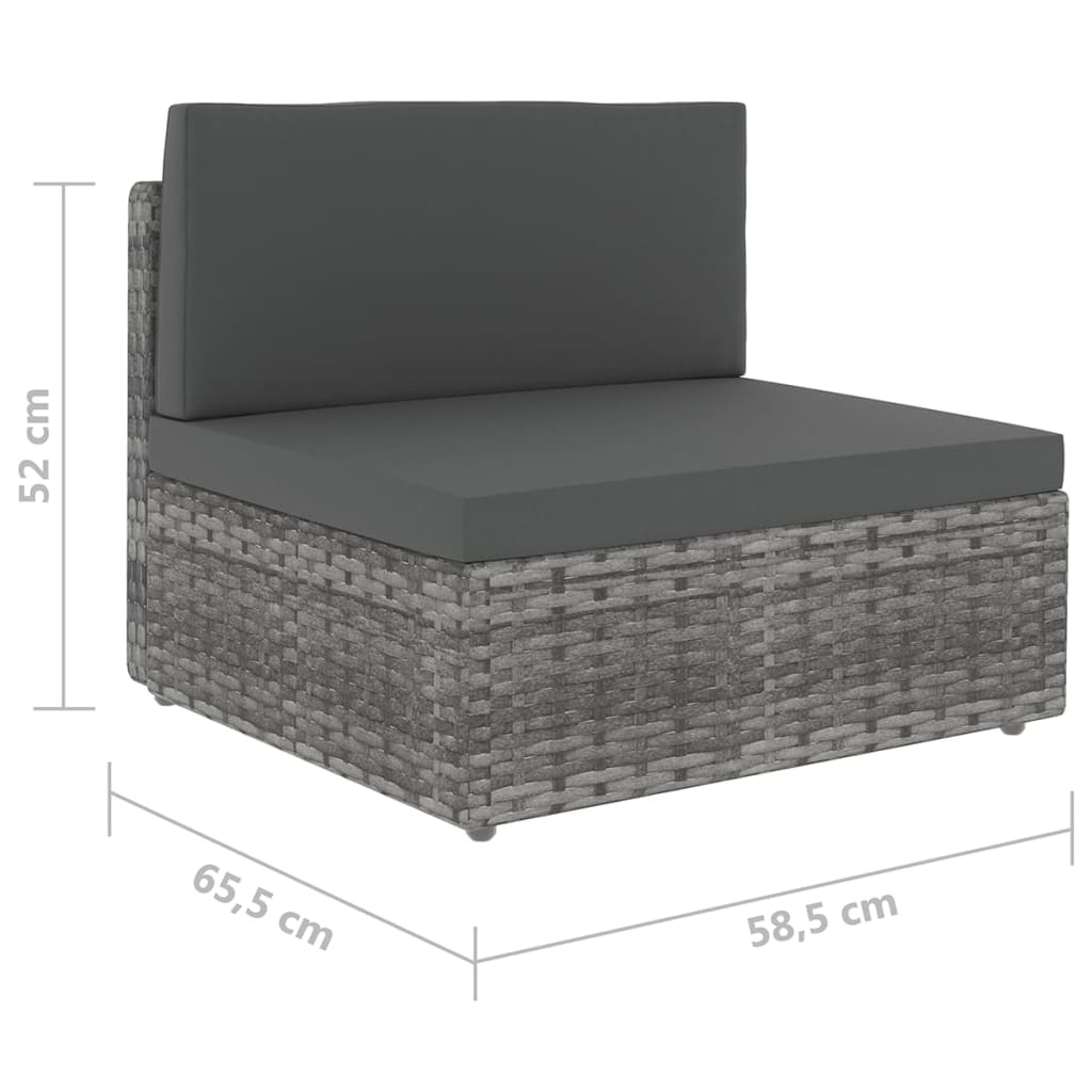 vidaXL 4-Piece Lounge Set with Cushions Poly Rattan Grey