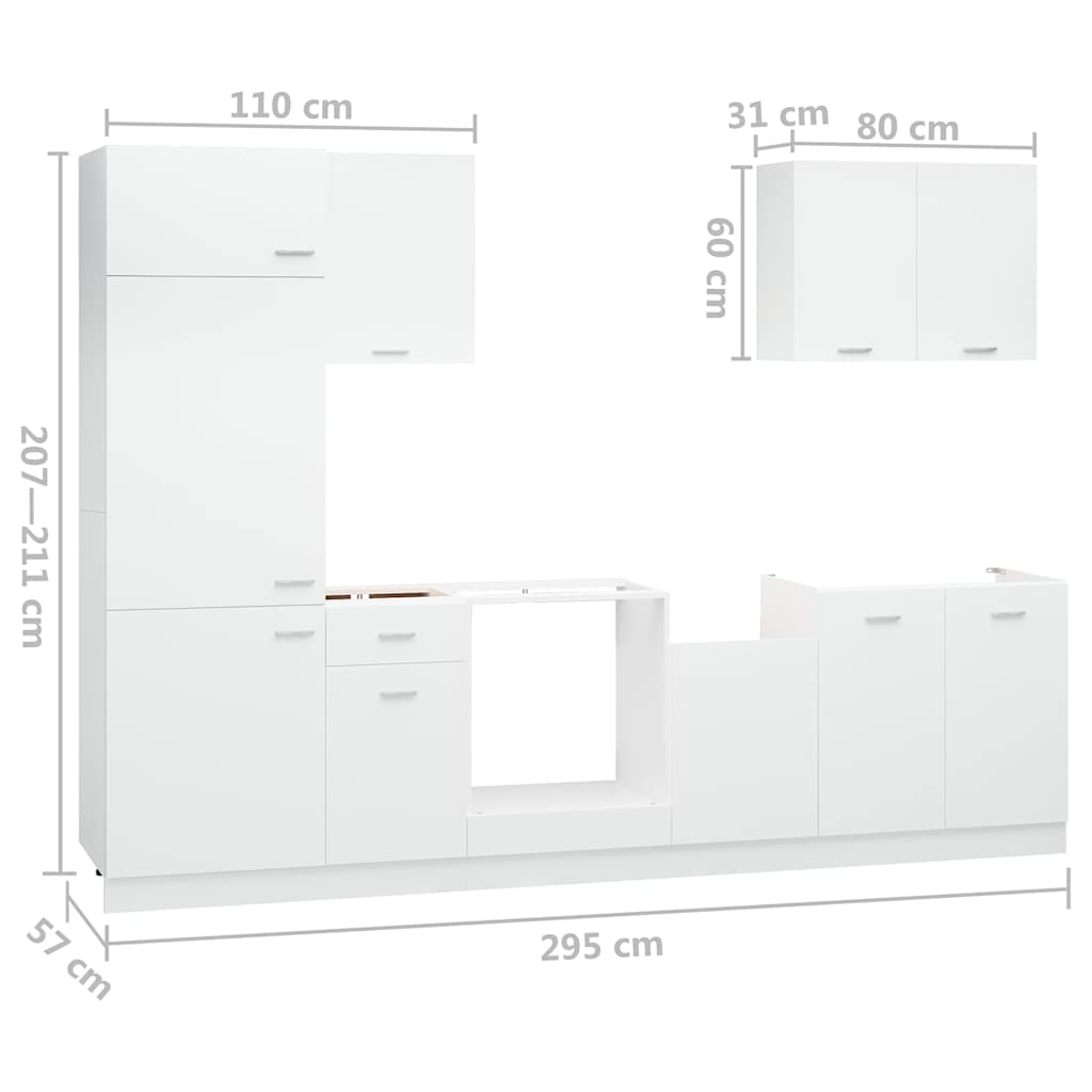 vidaXL 7-Piece Kitchen Cabinet Set Lyon Engineered Wood White