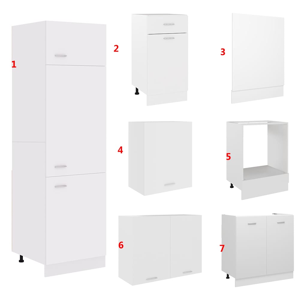 vidaXL 7-Piece Kitchen Cabinet Set Lyon Engineered Wood White