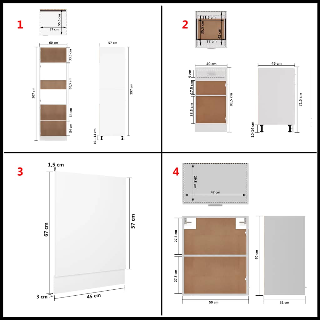 vidaXL 7-Piece Kitchen Cabinet Set Lyon Engineered Wood White