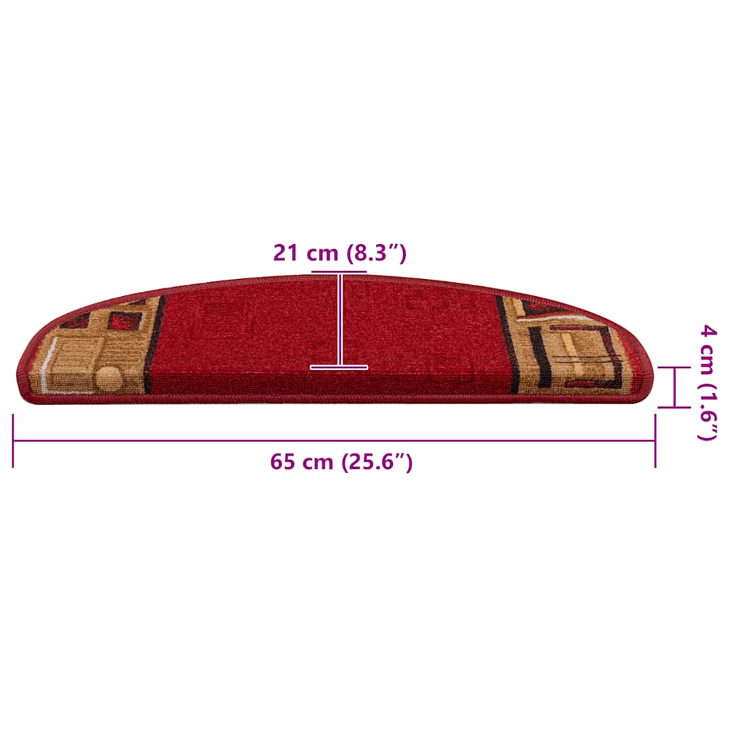 vidaXL Trapmatten zelfklevend 5 st 65x21x4 cm rouge