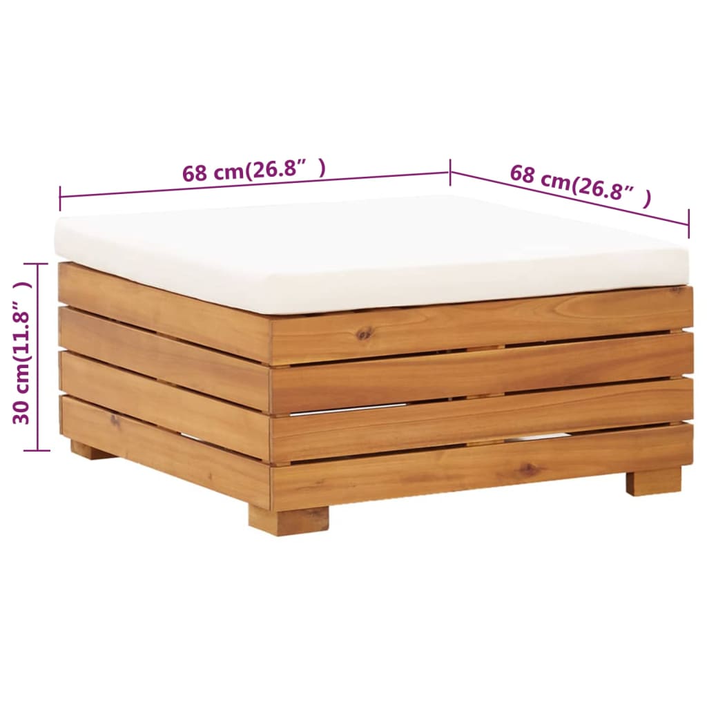 vidaXL Garden Table and Ottoman with Cushion Solid Acacia Wood