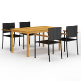 vidaXL 5-piece Garden Dining Set black