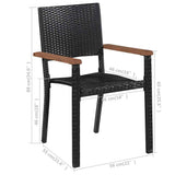 vidaXL 9-piece Garden Dining Set black