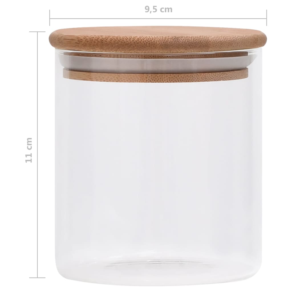 vidaXL Storage Jars with Bamboo Lid 6 pcs 600 ml Glass