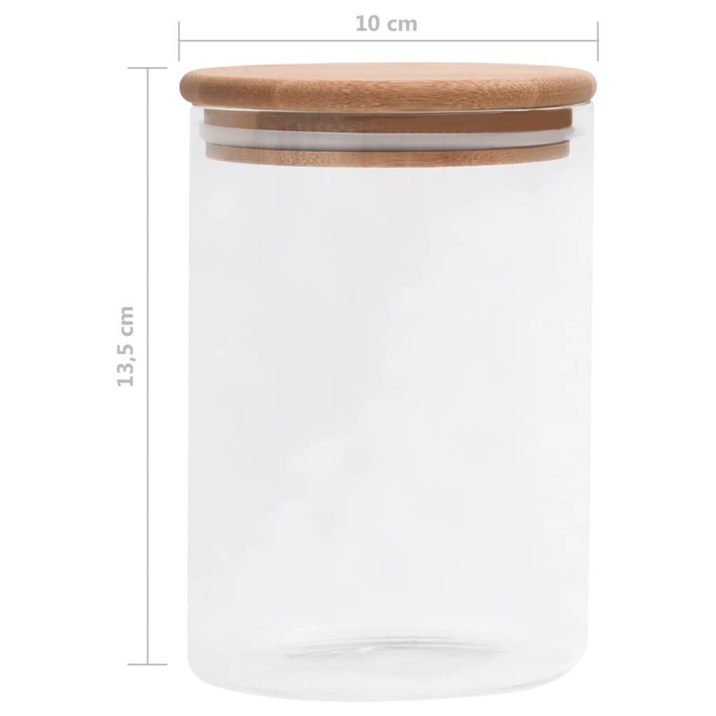 vidaXL Storage Jars with Bamboo Lids 4 pcs 800 ml Glass
