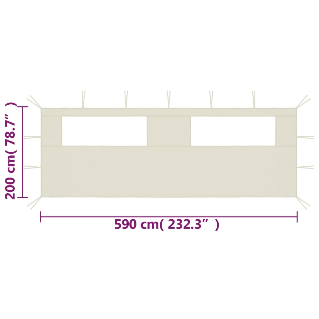 vidaXL Prieelzijwand met ramen 6x2 m crèmekleurig