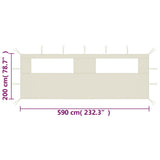 vidaXL Prieelzijwand met ramen 6x2 m crèmekleurig
