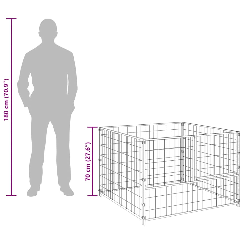 vidaXL Dog Kennel 100x100x70 cm Steel Black