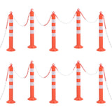 vidaXL Traffic Posts with Chain 10 pcs 75 cm PE