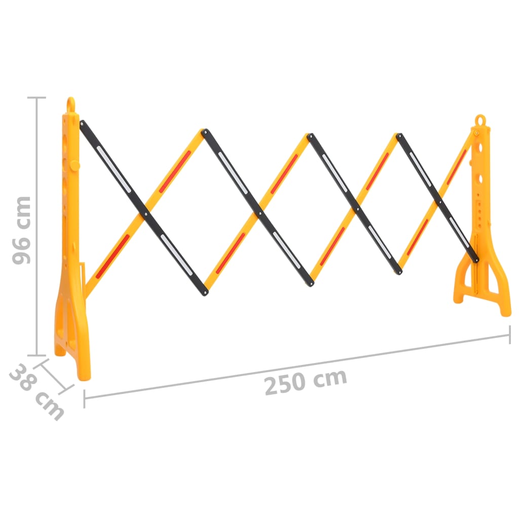 vidaXL Folding Traffic Barrier 250x38x96 cm Yellow and Black