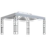 vidaXL Prieel met dubbel dak en LED-lichtslinger 3x4 m wit