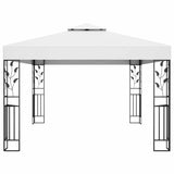 vidaXL Prieel met dubbel dak en LED-lichtslinger 3x4 m wit