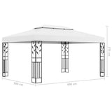 vidaXL Prieel met dubbel dak en LED-lichtslinger 3x4 m wit