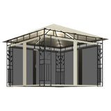 vidaXL Gazebo with Mosquito Net LED String Lights 180 g/m² 3x3x2.73 m Cream