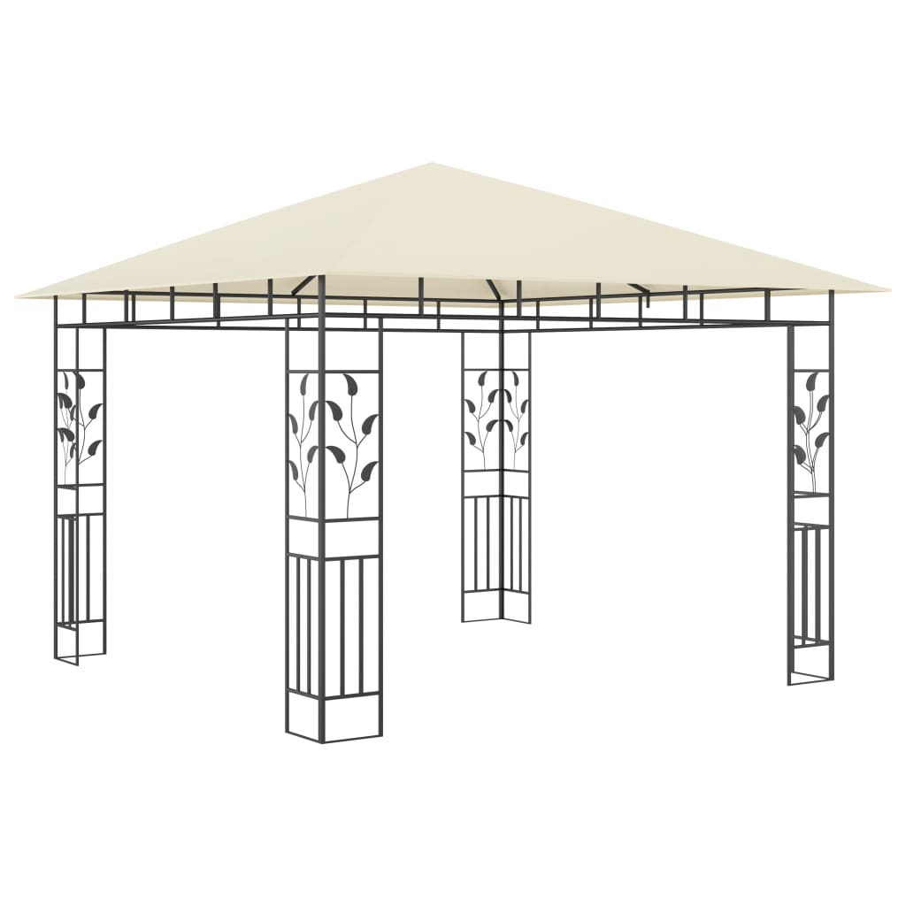 vidaXL Gazebo with Mosquito Net LED String Lights 180 g/m² 3x3x2.73 m Cream
