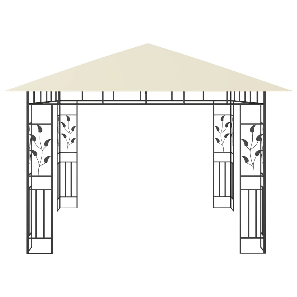 vidaXL Gazebo with Mosquito Net LED String Lights 180 g/m² 3x3x2.73 m Cream