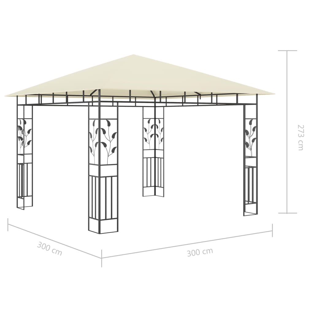 vidaXL Gazebo with Mosquito Net LED String Lights 180 g/m² 3x3x2.73 m Cream