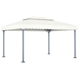 vidaXL Prieel met LED-lichtslinger 400x300 cm aluminium crèmekleurig