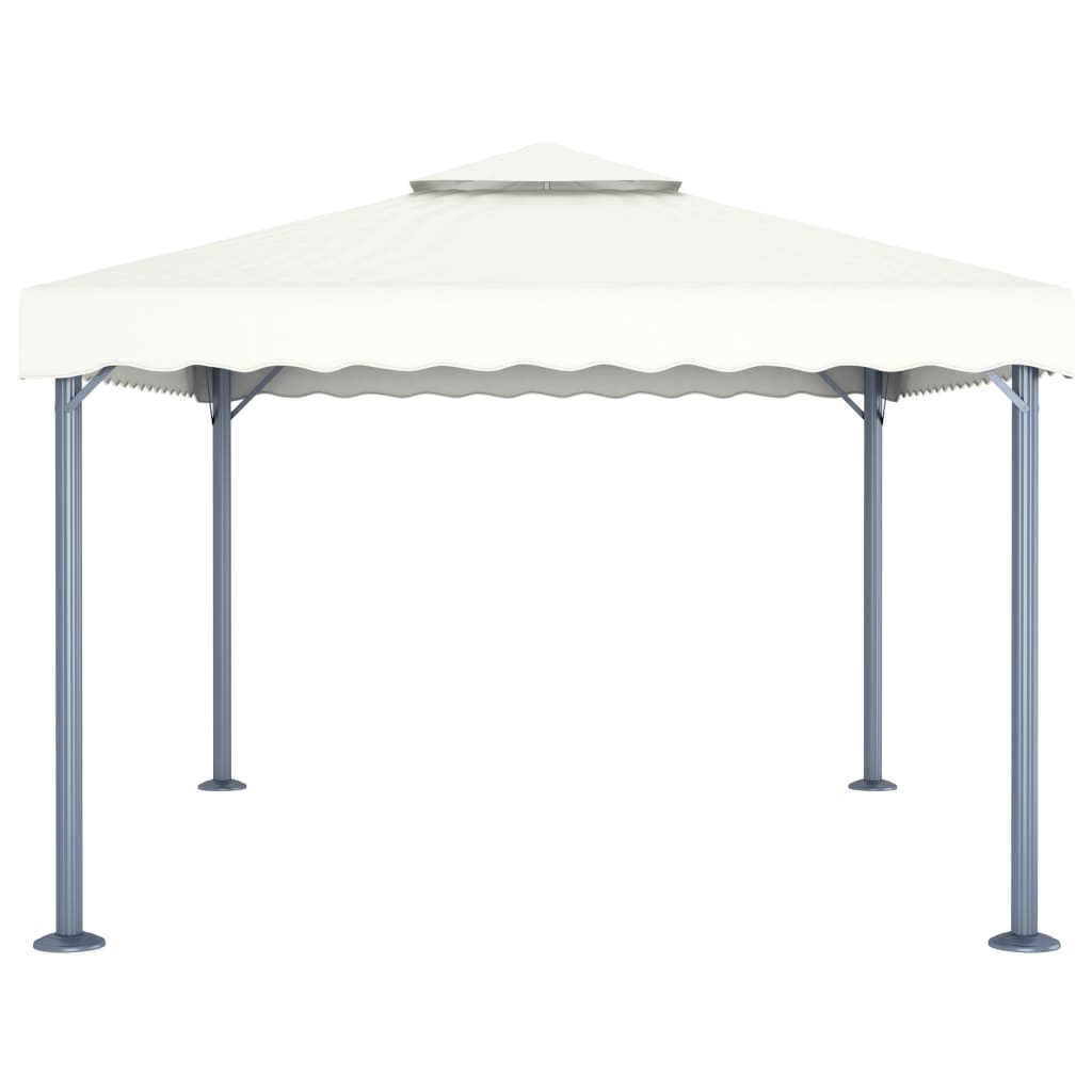 vidaXL Prieel met LED-lichtslinger 400x300 cm aluminium crèmekleurig