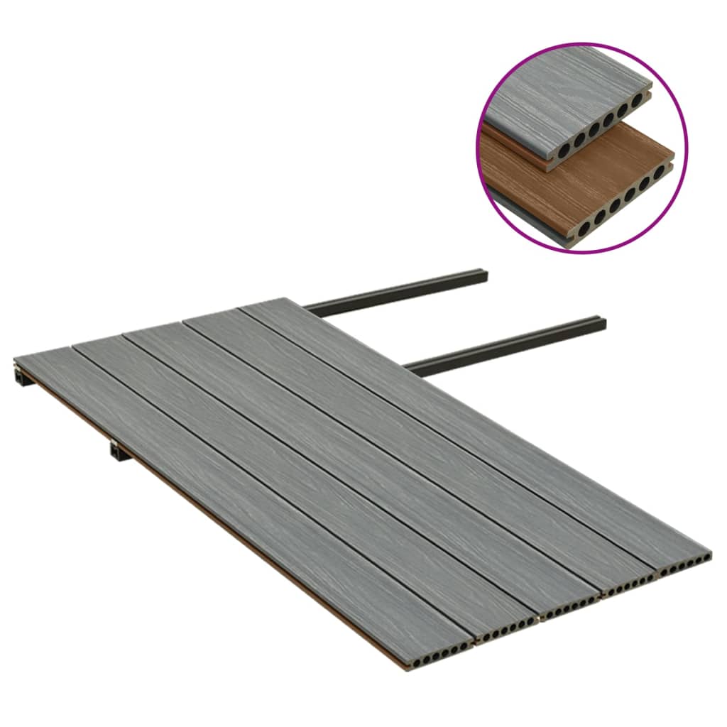 vidaXL Decking boards with accessories 10 m² 2.2 m HKC brown and grey