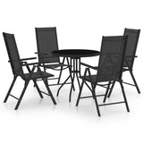 vidaXL 5-piece Garden Dining Set aluminium and textilene black